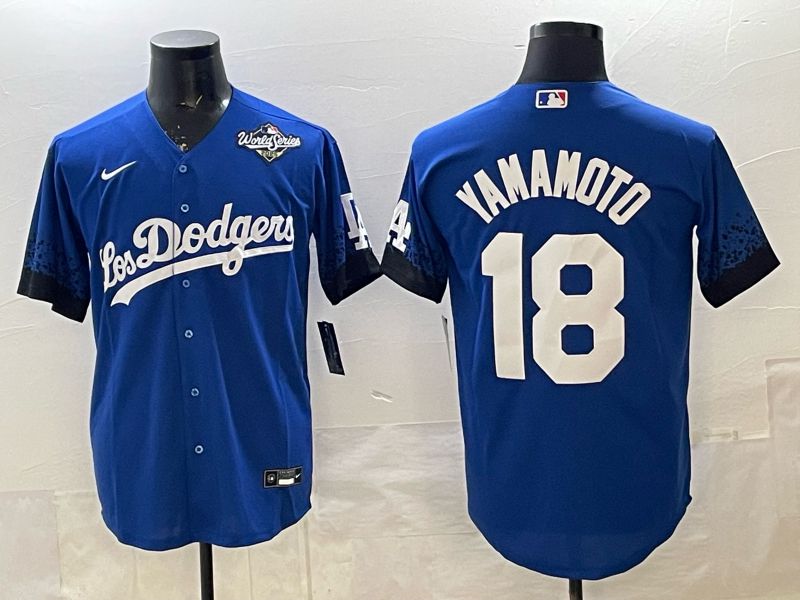 Men 2026 Nike Los Angeles Dodgers #18 Yamamoto Blue Game MLB Jersey 07